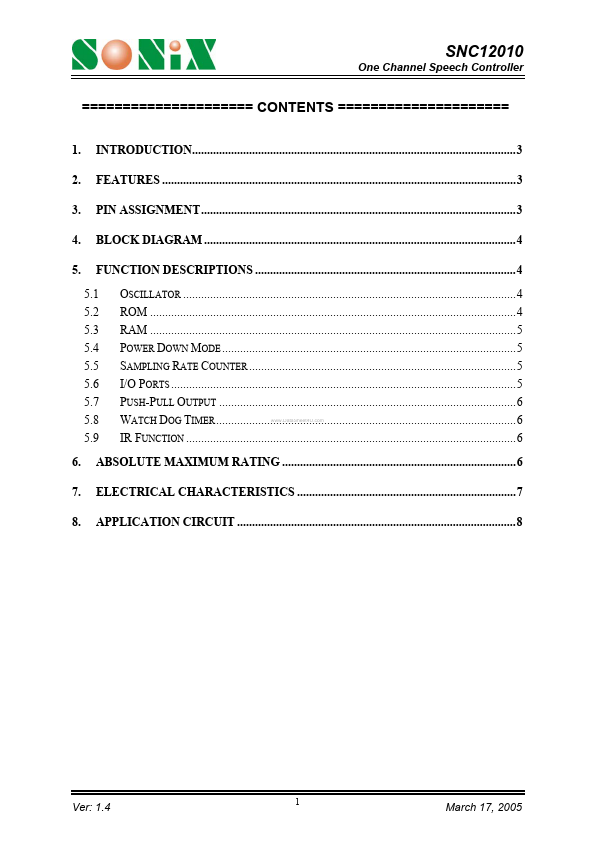 <?=SNC12010?> डेटा पत्रक पीडीएफ