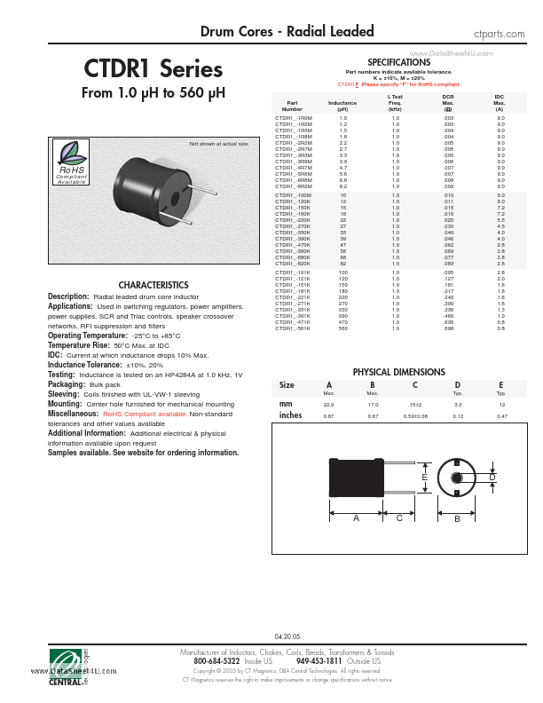 <?=CTDR1?> डेटा पत्रक पीडीएफ