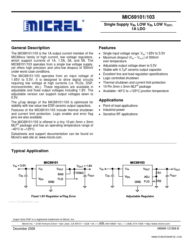<?=MIC69101?> डेटा पत्रक पीडीएफ