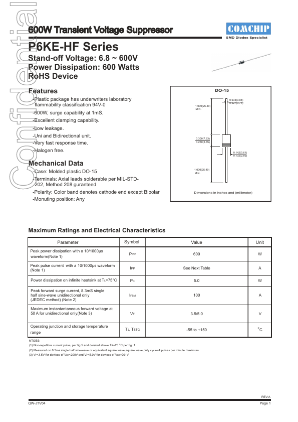 P6KE13-HF Comchip