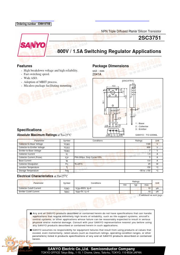 2SC3751 Sanyo Semicon Device
