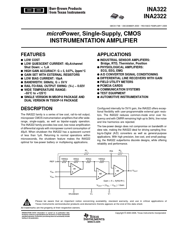 INA2322 Burr-Brown