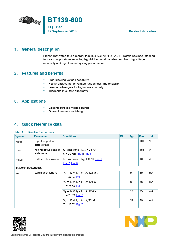 BT139-600 NXP
