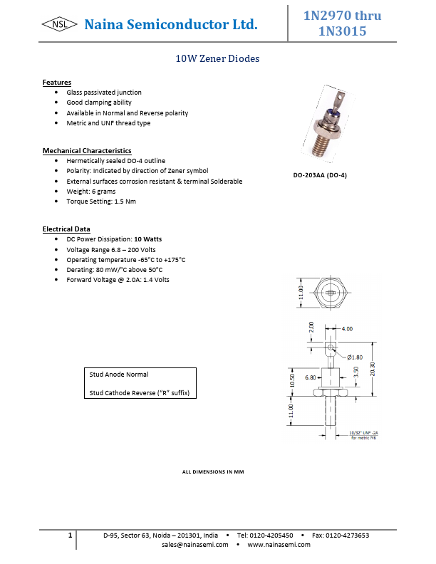 1N2980B Naina Semiconductor