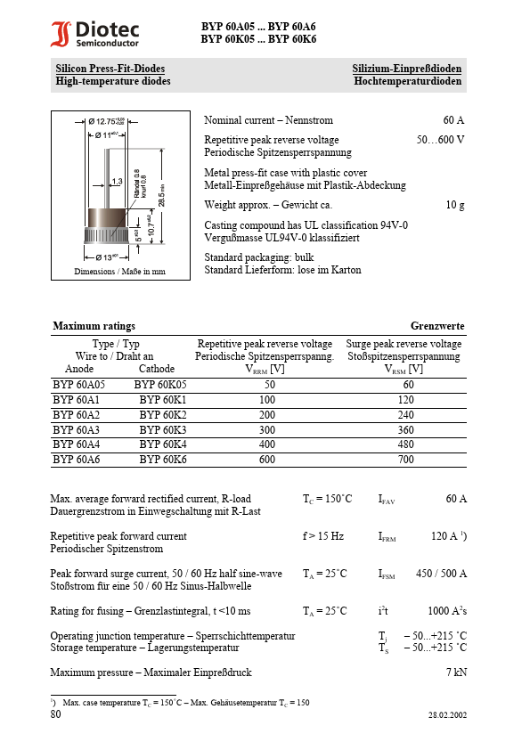 BYP60A4 Diotec Semiconductor