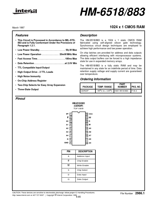 HM-6518883 Intersil Corporation