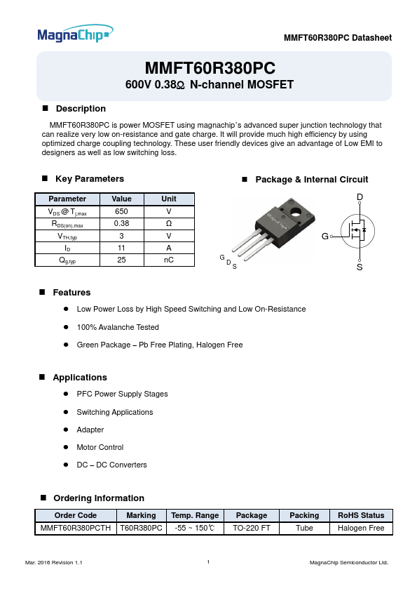 <?=MMFT60R380PC?> डेटा पत्रक पीडीएफ