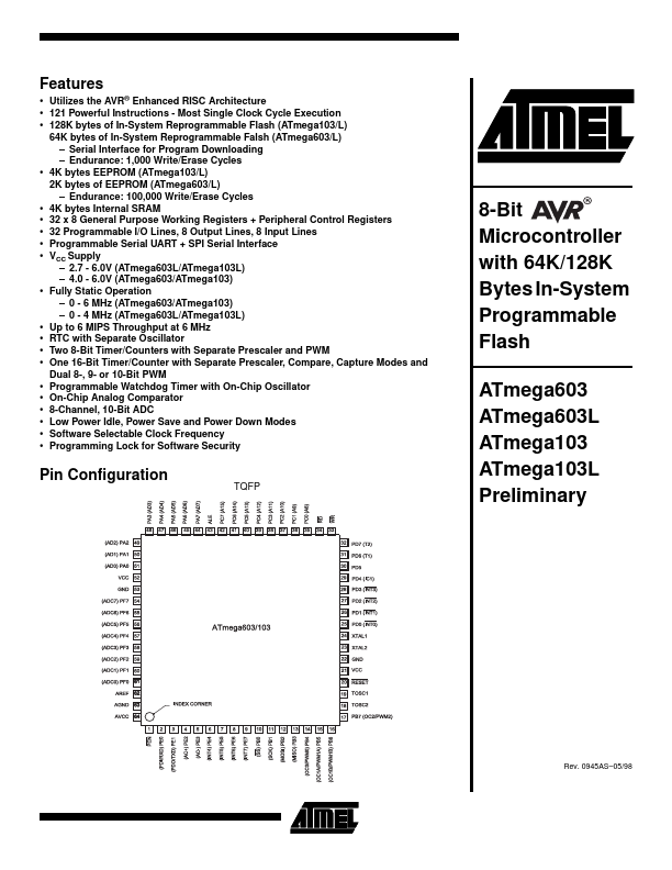 ATMEGA603L ATMEL Corporation