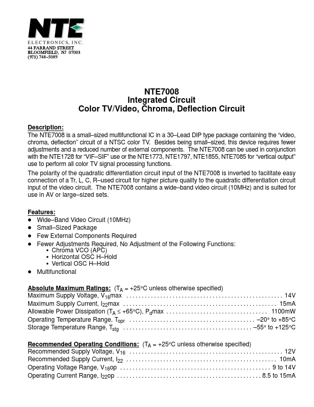 NTE7008 NTE Electronics