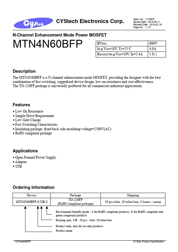 MTN4N60BFP