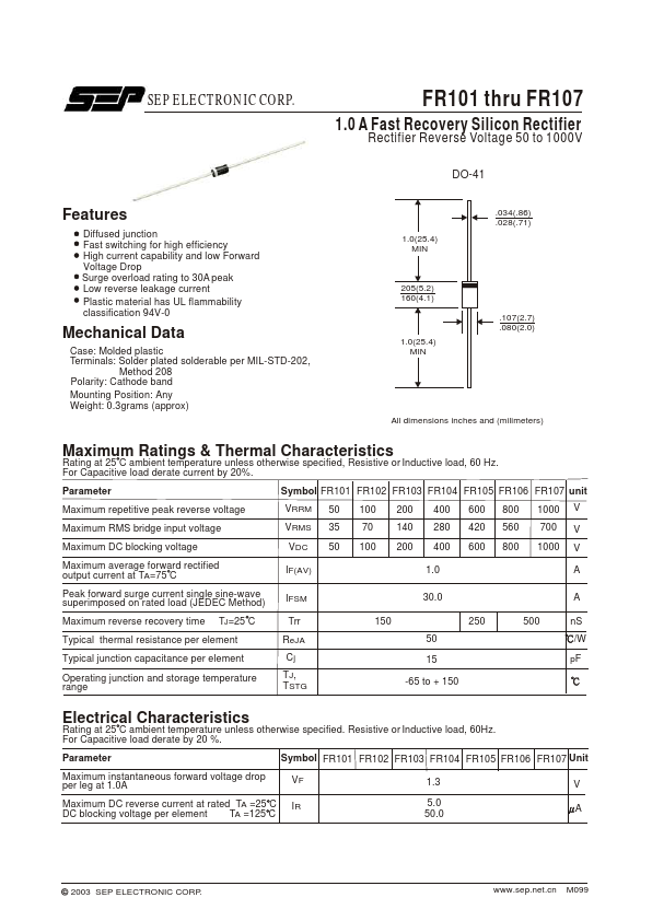 FR105 SEP ELECTRONIC