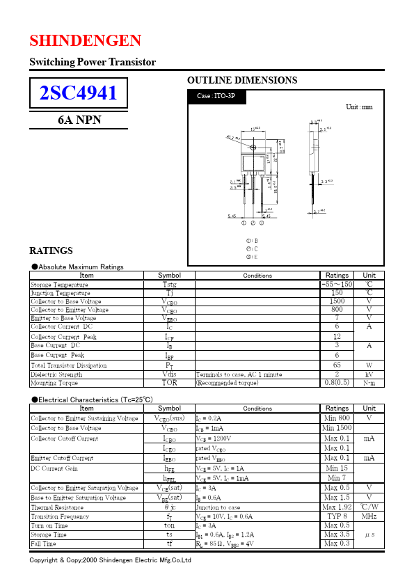 2SC4941 Shindengen Electric Mfg.Co.Ltd