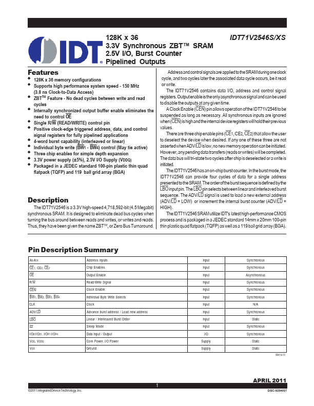 IDT71V2548SA