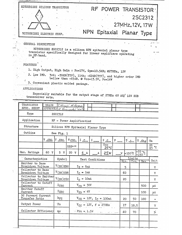 2SC2312 Mitsubishi Electric