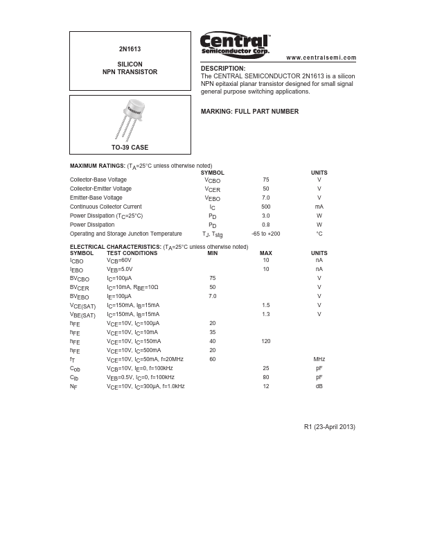 2N1613 Central Semiconductor