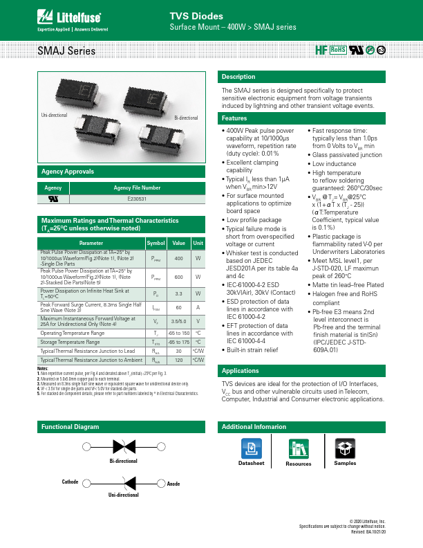 SMAJ400CA Littelfuse