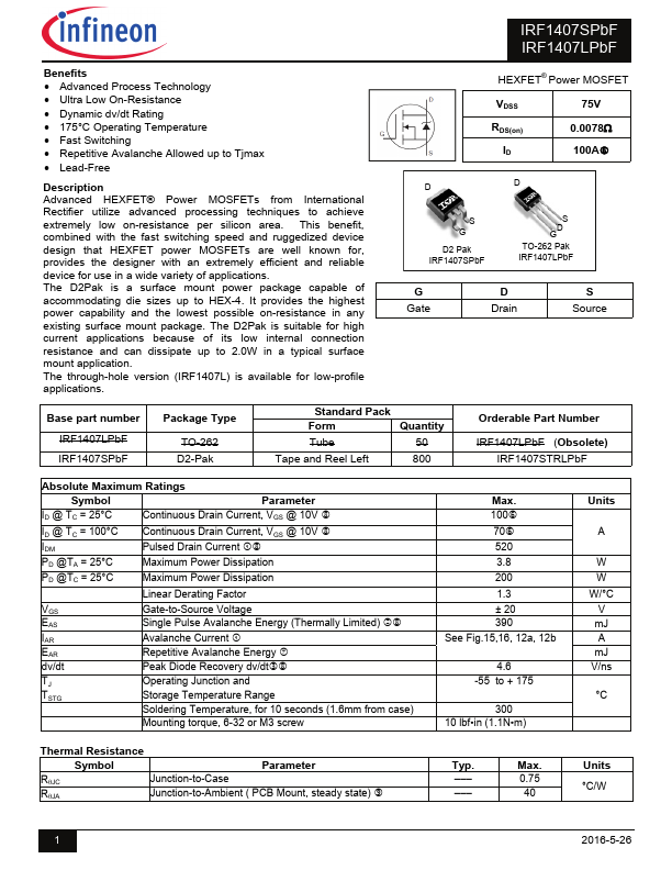 IRF1407L Infineon