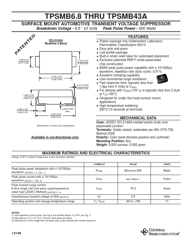 TPSMB33A General Semiconductor