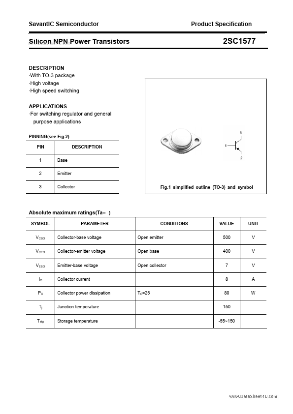 <?=2SC1577?> डेटा पत्रक पीडीएफ