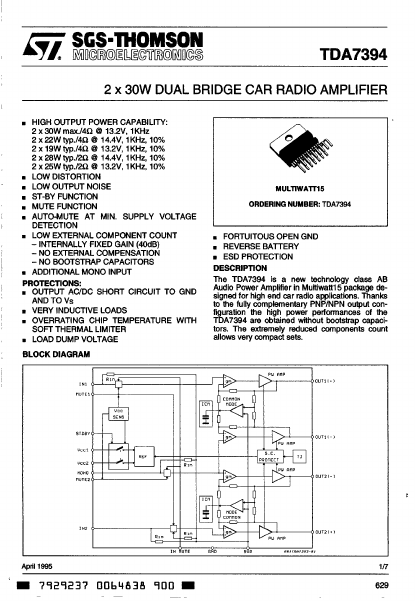 TDA7394 ST Microelectronics