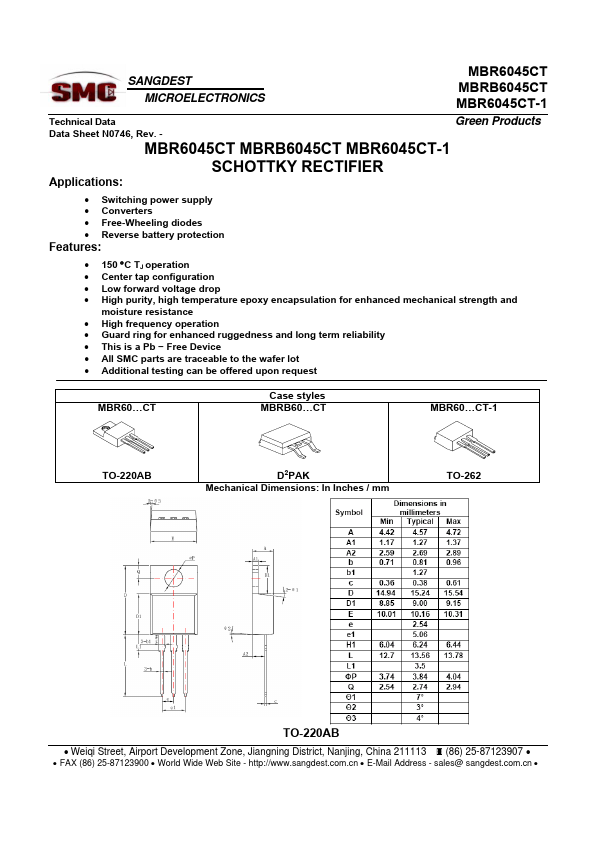 <?=MBR6045CT-1?> डेटा पत्रक पीडीएफ