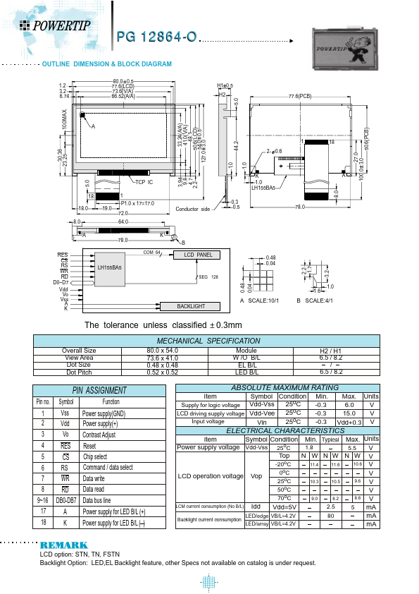 PG12864-O Powertip Technology