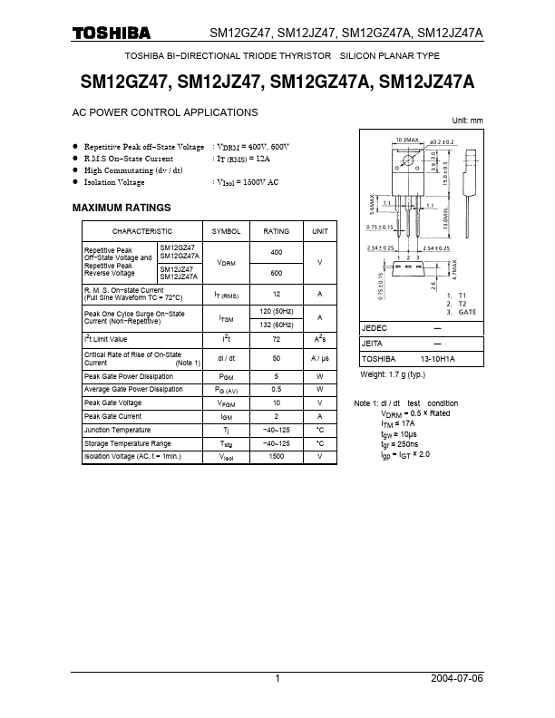 SM12JZ47 Toshiba Semiconductor