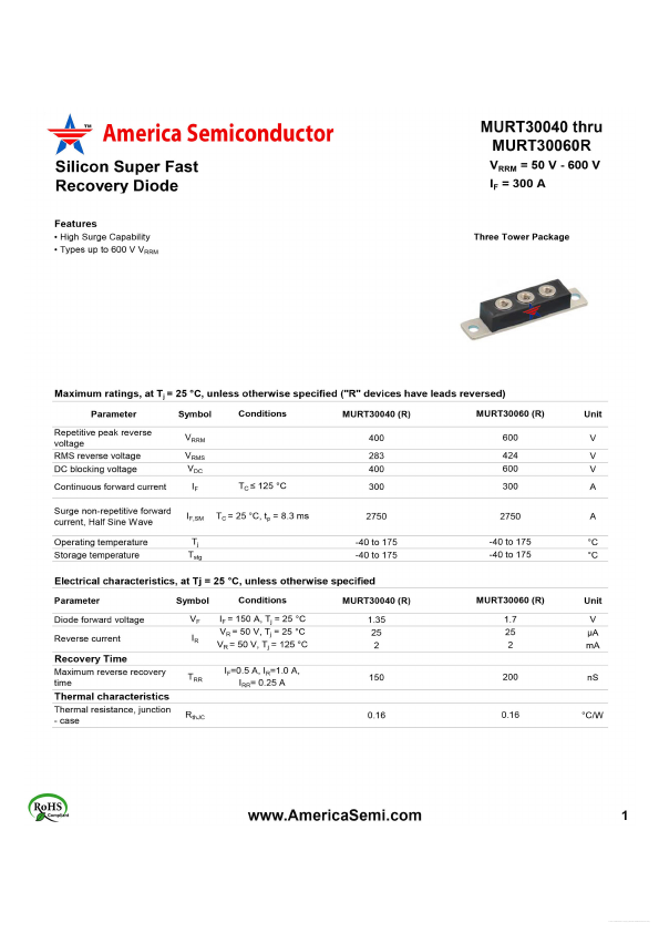 MURT30060R America Semiconductor