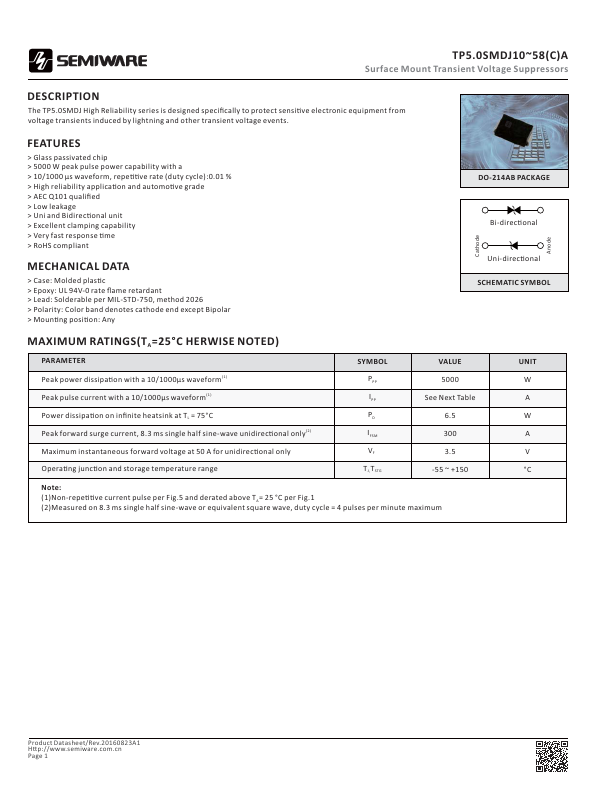 TP5.0SMDJ15CA Semiware