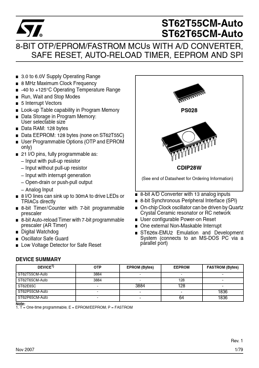 ST62T65CM-Auto STMicroelectronics