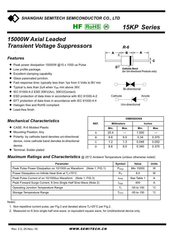 15KP36CA SEMITECH