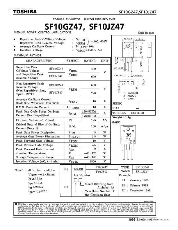 <?=SF10JZ47?> डेटा पत्रक पीडीएफ