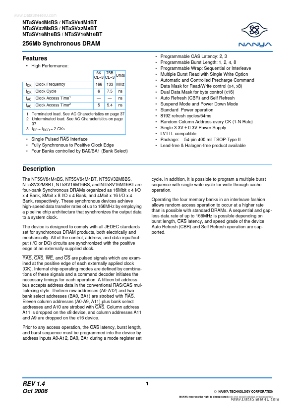 NT5SV64M4BT Nanya Technology