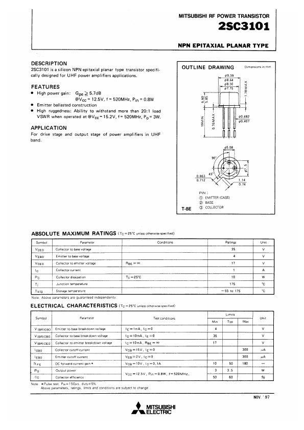 2SC3101 Mitsubishi Electric Semiconductor