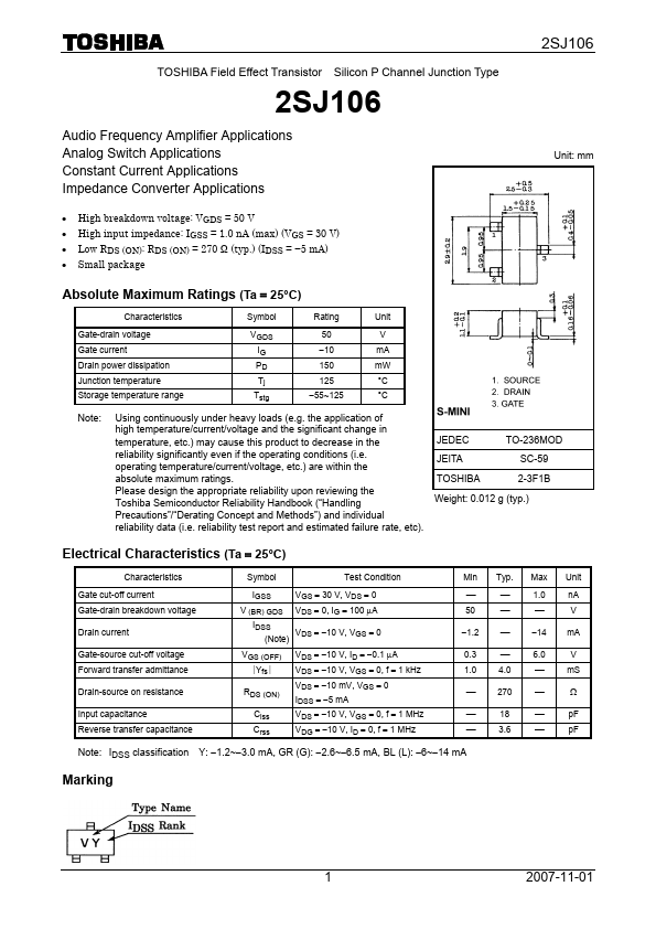 2SJ106 Toshiba Semiconductor