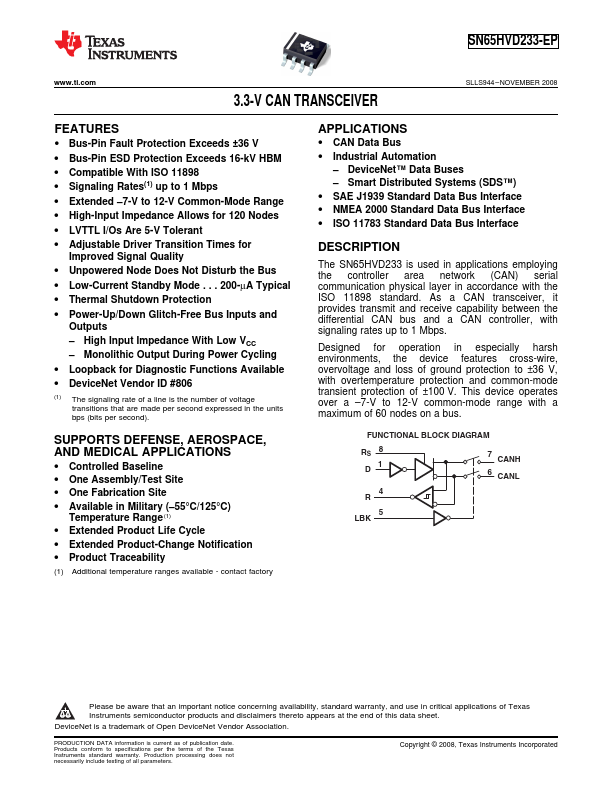 SN65HVD233-EP Texas Instruments