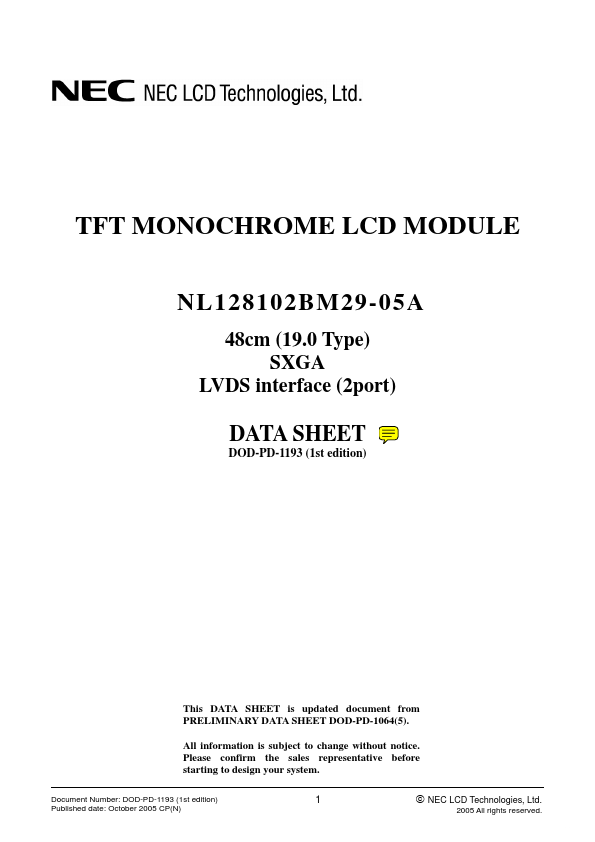 <?=NL128102BM29-05A?> डेटा पत्रक पीडीएफ