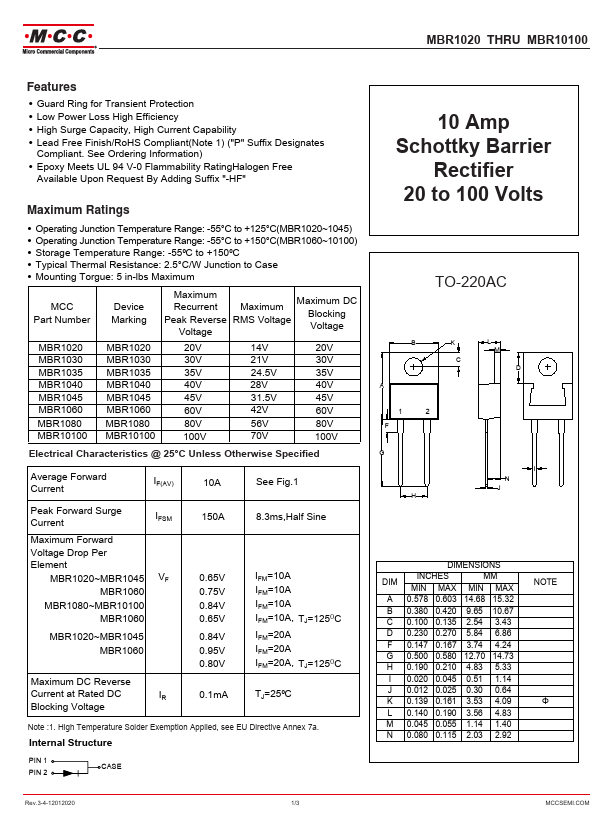 MBR1030 MCC