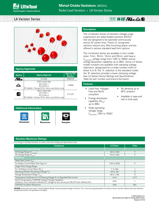 V385LA10P Littelfuse