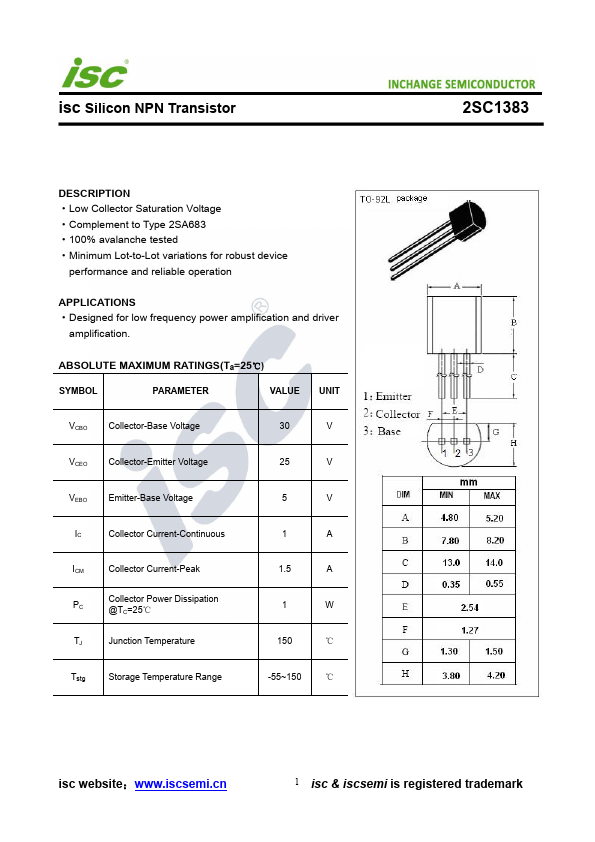 2SC1383 Inchange Semiconductor