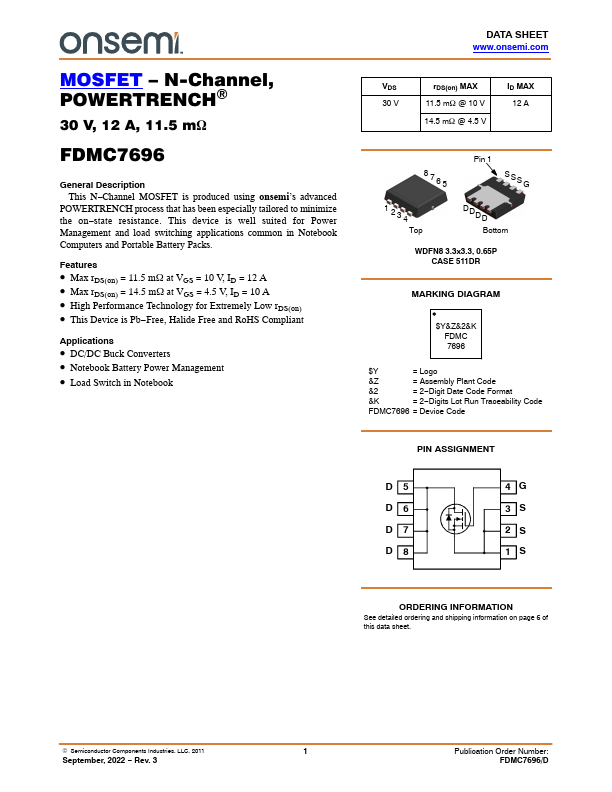 FDMC7696 ON Semiconductor
