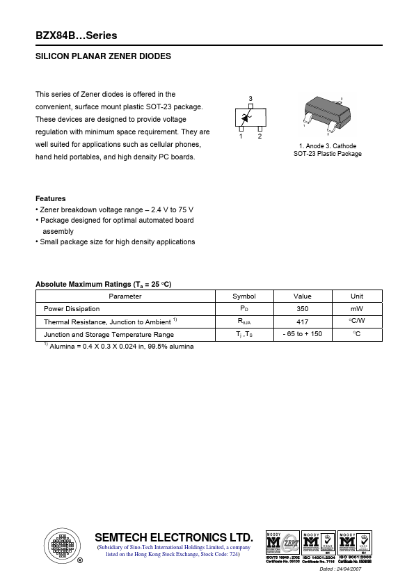 BZX84B5V1 SEMTECH