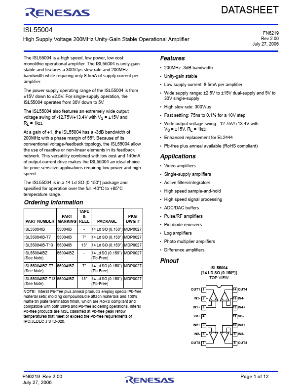 ISL55004 Renesas