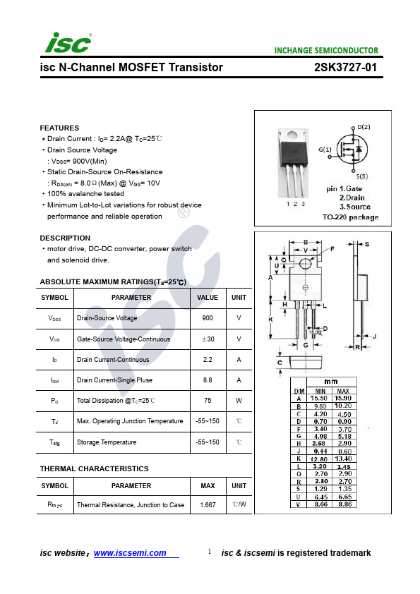 2SK3727-01 Inchange Semiconductor