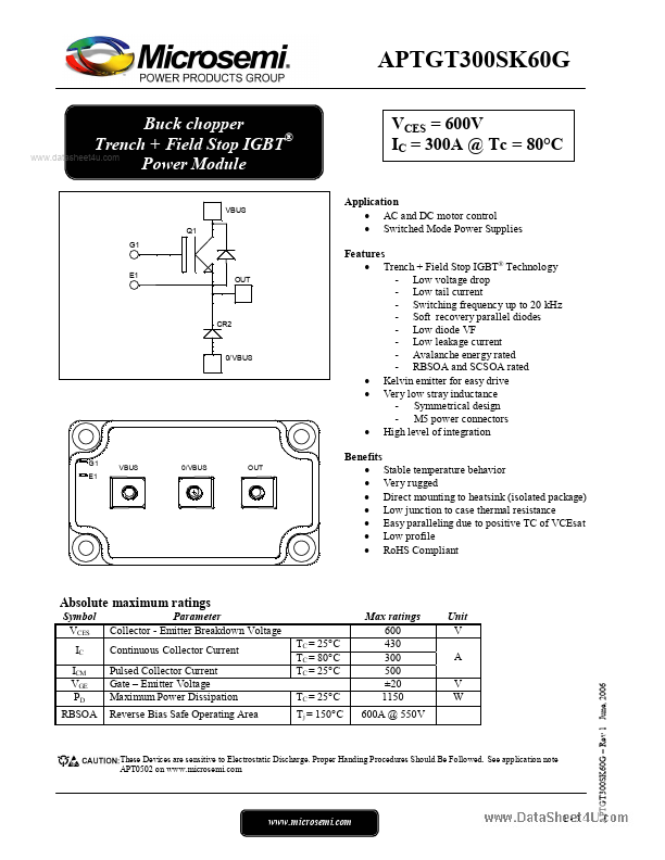 <?=APTGT300SK60G?> डेटा पत्रक पीडीएफ