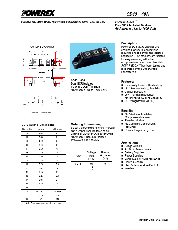 CD431240A Powerex Power Semiconductors