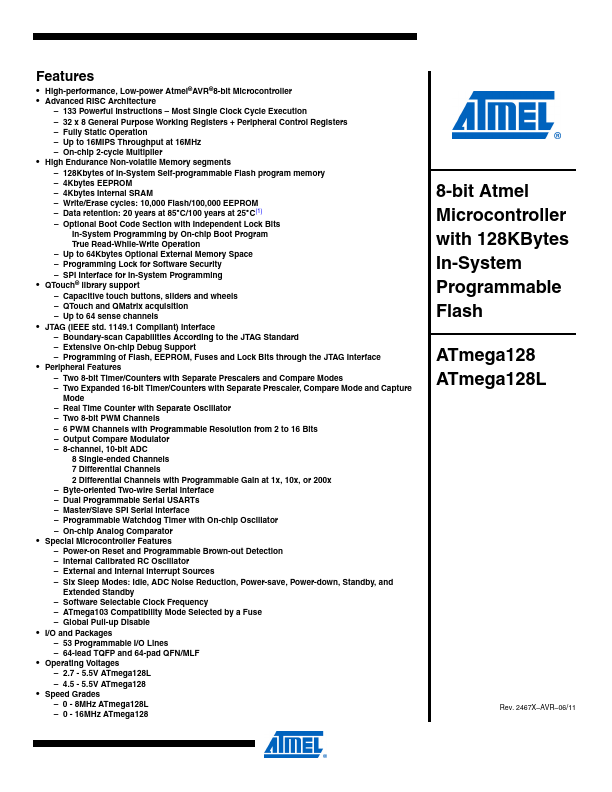 ATMEGA128 ATMEL Corporation