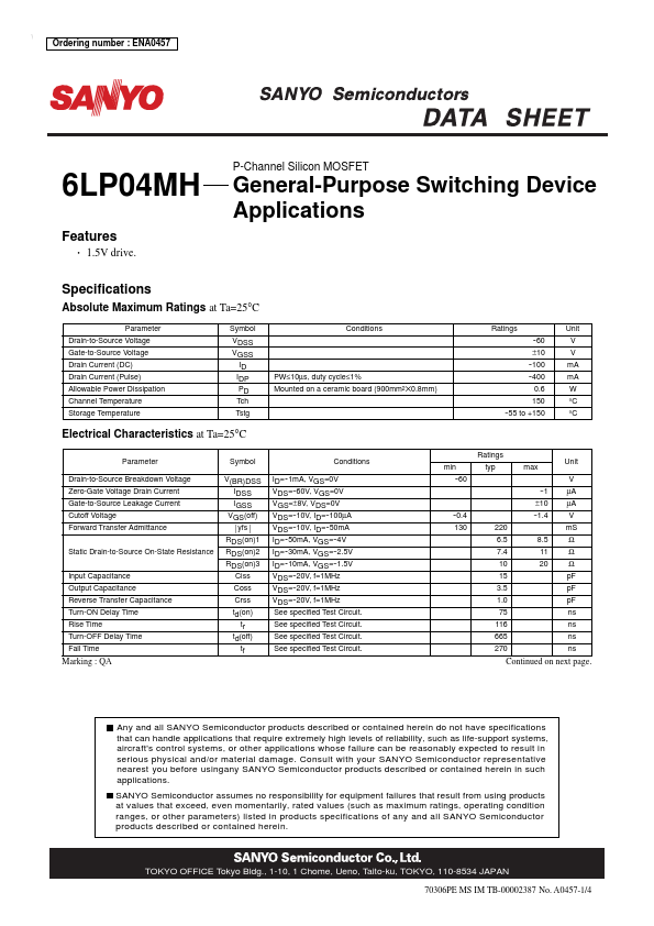 6LP04MH Sanyo Semicon Device