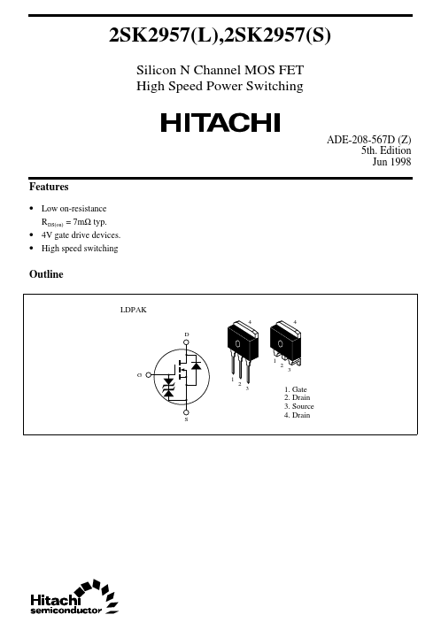 2SK2957L Hitachi Semiconductor