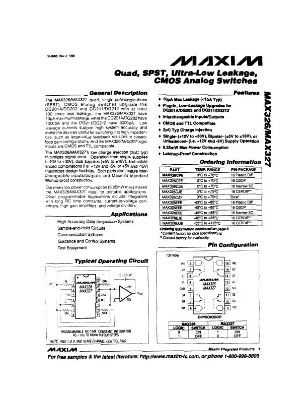 MAX327 Maxim Integrated